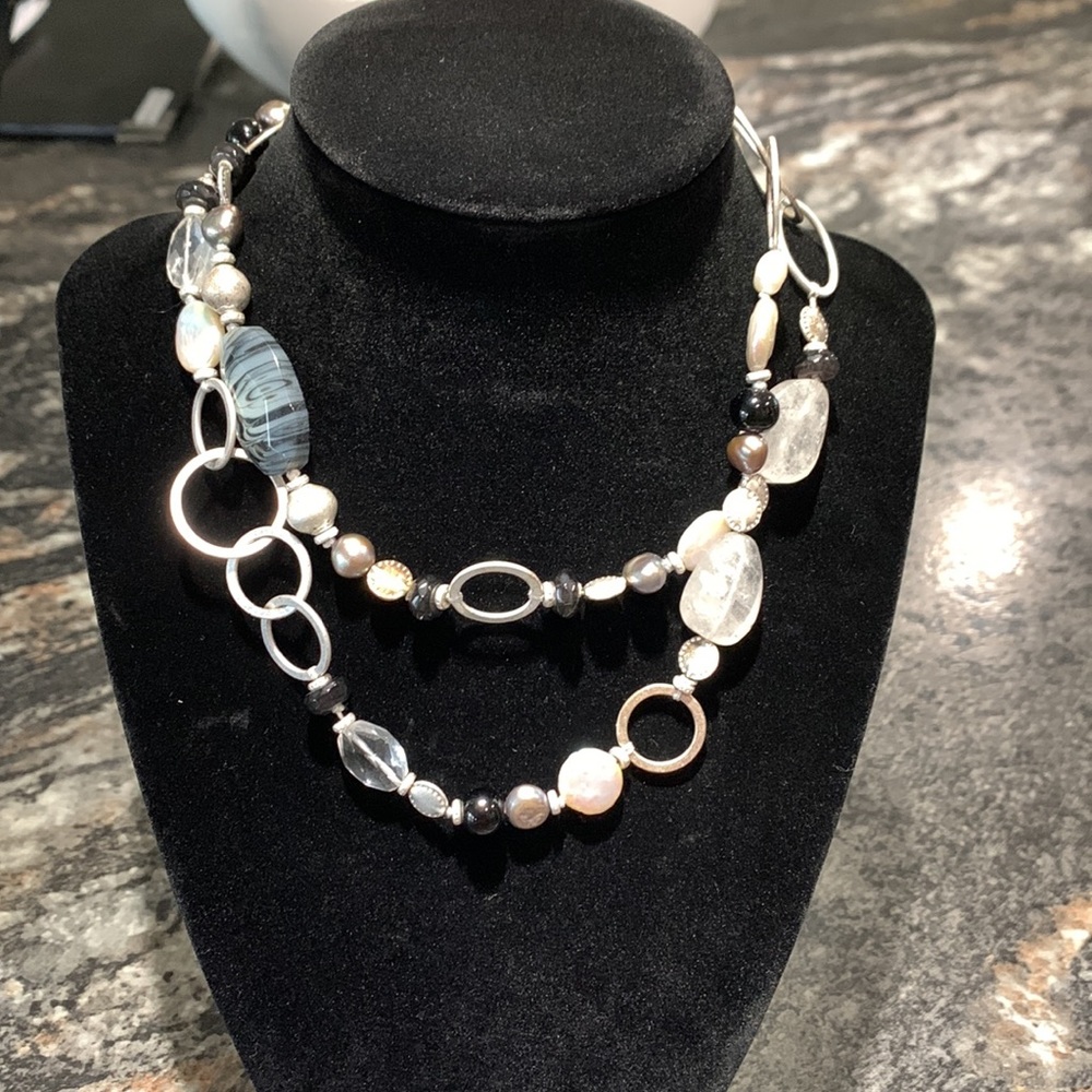 STELLA & DOT precious stone & metal necklace - Picture 1 of 9